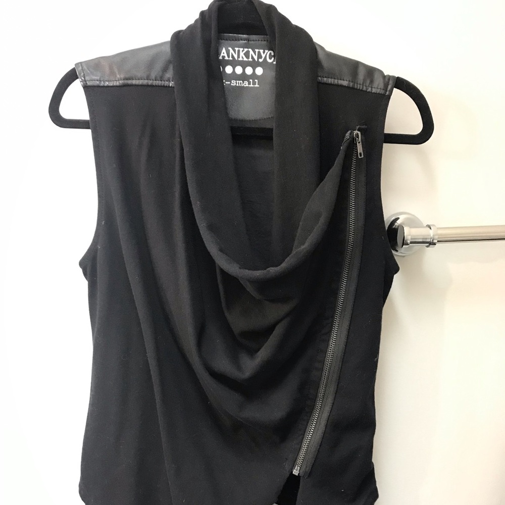 Blank nyc black leather draped vest